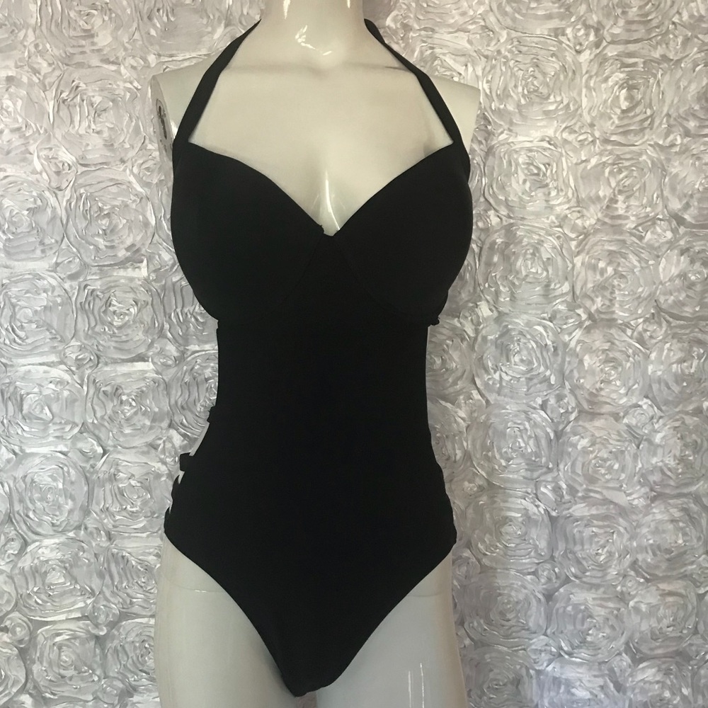 Black sexy one piece swimsuit